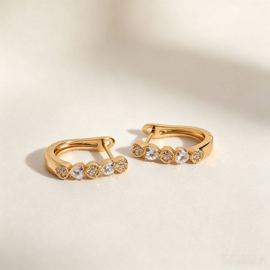 Five Stone Huggie Earrings