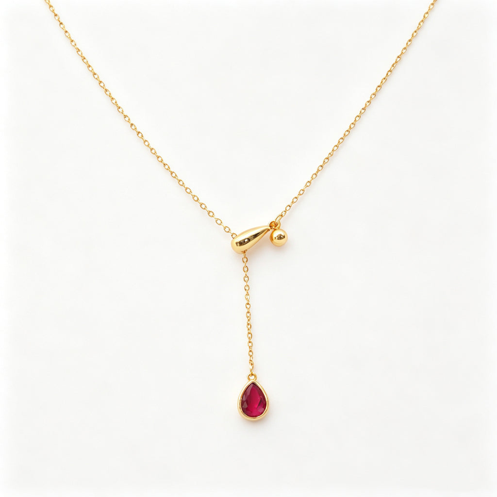 POFFLET Afterglow Drop Necklace in Berry Gold