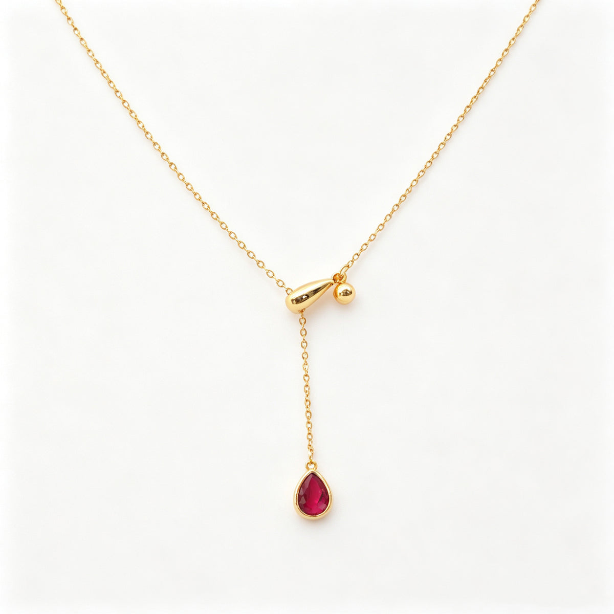 POFFLET Afterglow Drop Necklace in Berry Gold