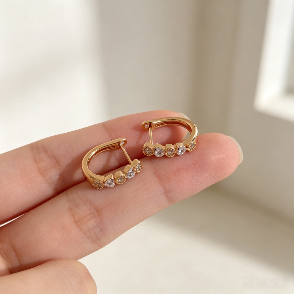 Five Stone Huggie Earrings