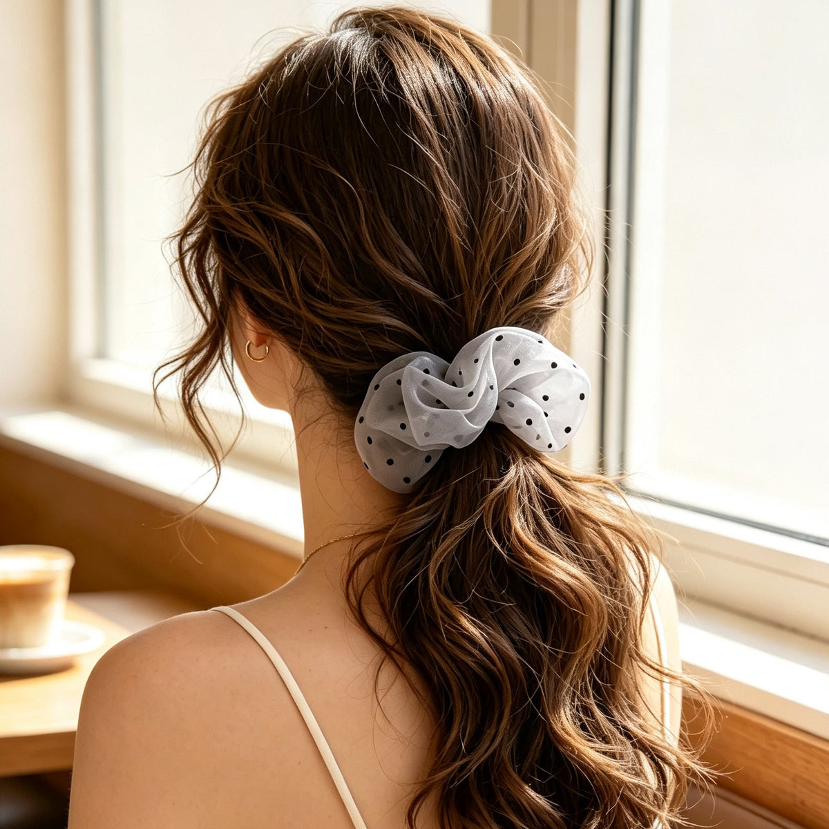 POFFLET Shimmer Dot Scrunchie detail view