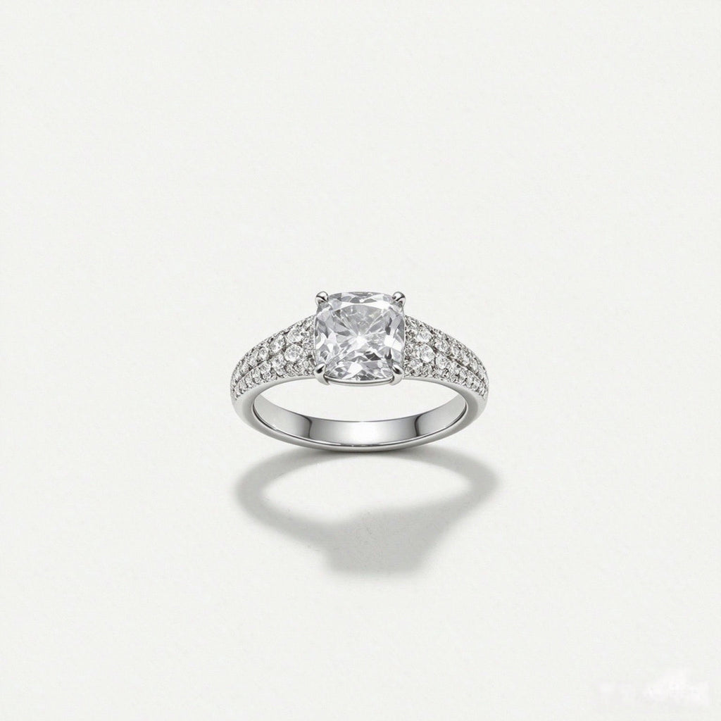 Cushion Spark ring in Crystal on white background