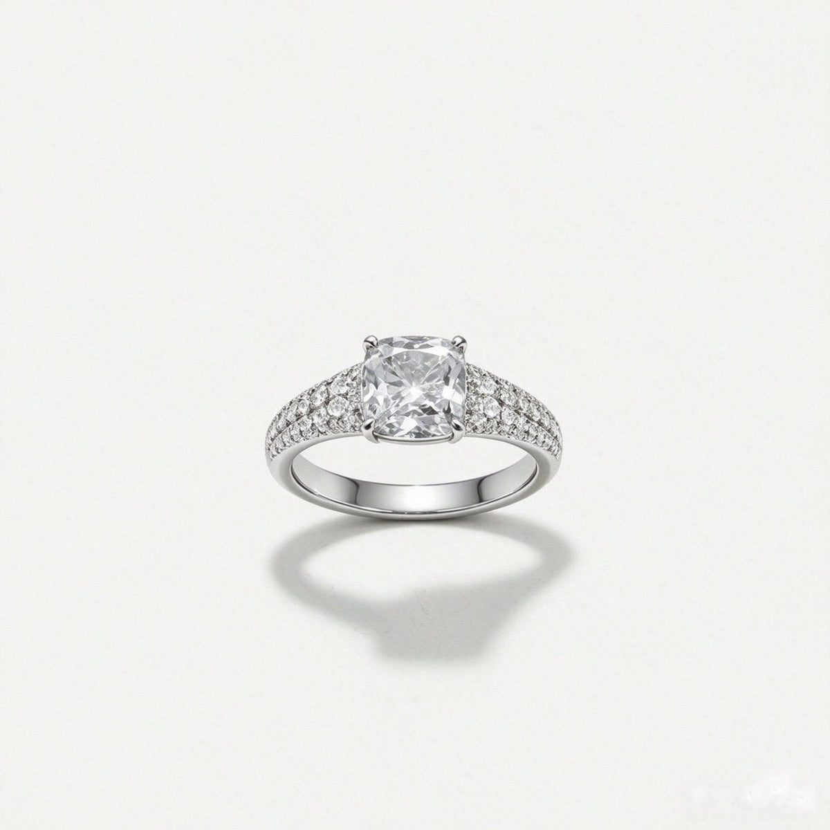 Cushion Spark ring in Crystal on white background